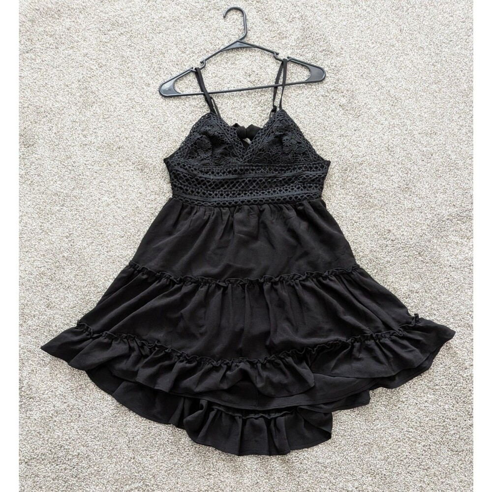 Women's size large black spaghetti strap sundress lace